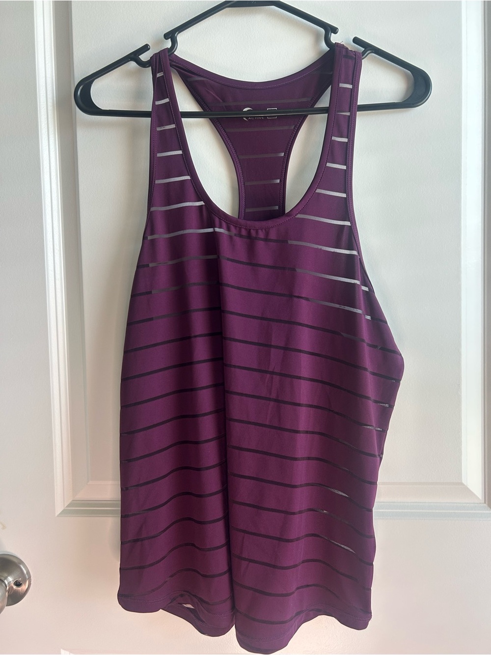 ZYIA Purple Striped Racerback Tank Top